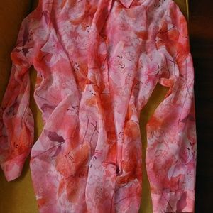 Sheer Orange Long Sleeve Top